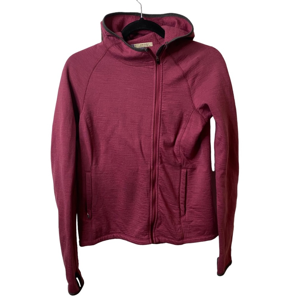 Ibex Zip Hoodie Womens M Fuschia Pink Full Zip Sweater Jacket Asymmetric Zip